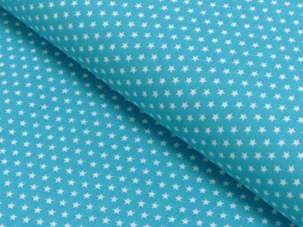 Baumwoll Druck Sterne Türkis/ Weiß 2,5 mm